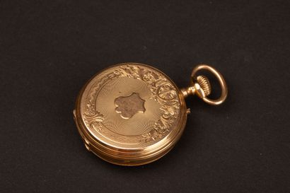 Gold pocket watch, gold-plated metal dust...