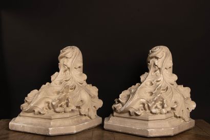 Pair of plaster wall sconces decorated with...