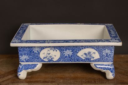Quadrangular porcelain bonsai planter with...