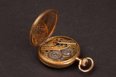 Gold pocket watch, gold-plated metal dust...