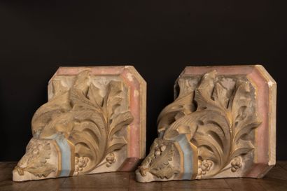 Pair of wall sconces made of patinated plaster
Late...