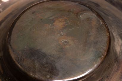 Pair of chafing dishes with a lined silver...