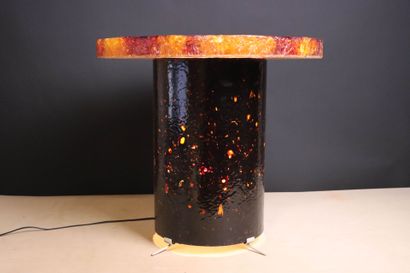 ACCOLAY. 
Illuminated resin coffee table....