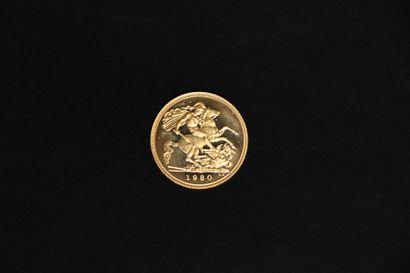 1980 Half Sovereign Gold Coin.
22-karat gold,...