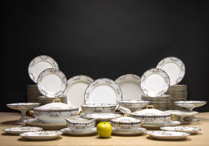 Limoges porcelain dinner service with a floral...