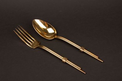Jean DESPRES (1889–1980) 
Gilded metal cutlery...