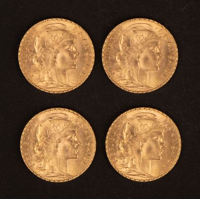 Set of four 20-franc gold Marianne coins.
25.87...