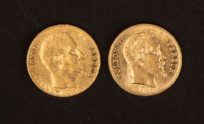 Two 20-franc gold Napoleon III coins
12.84...