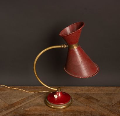 Red and gold lacquered metal desk lamp with...