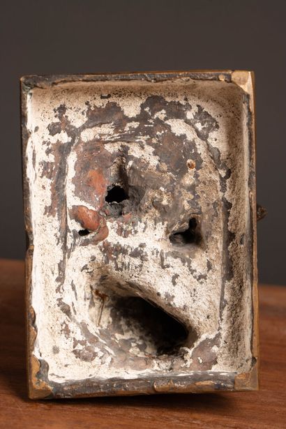 Figurine. 
Patinated bronze sculpture on...