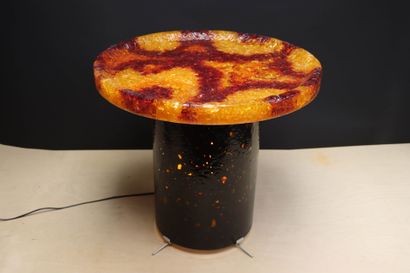 ACCOLAY. 
Illuminated resin coffee table....