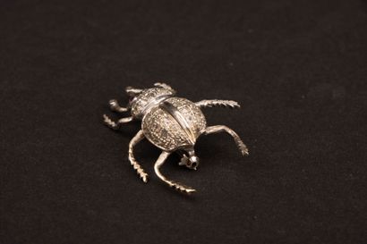 Beetle brooch in white gold with diamond...