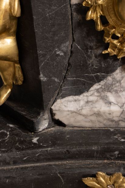 Pair of large marble, gilded bronze, and...