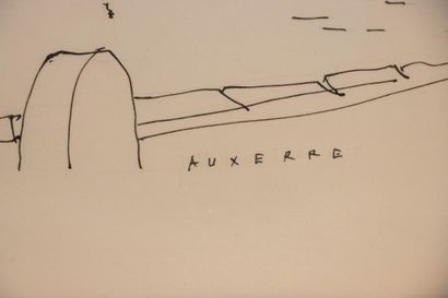 Henri VINCENOT (1912–1985).
View of Auxerre.
Ink...
