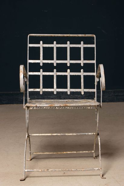 Folding garden chair made of woven iron and...
