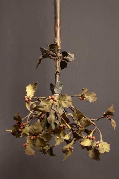 Chandelier in bronze and patinated brass...