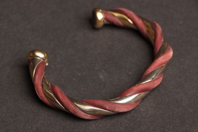 HERMÈS 
Silver plated metal bangle with twisted...