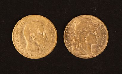 Two 10-franc gold coins from 1860 and 1906
Weight:...