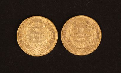 Two 20-franc gold Napoleon III coins
12.84...
