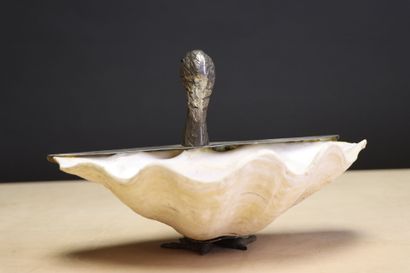 Seagull and duckling made of seashell and...
