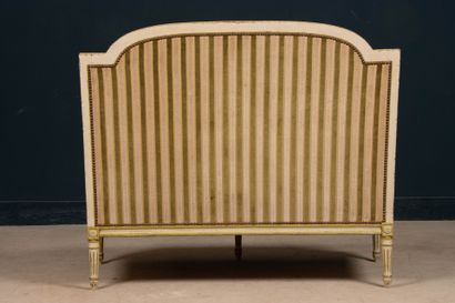 Pair of carved wooden sofas, upholstered...