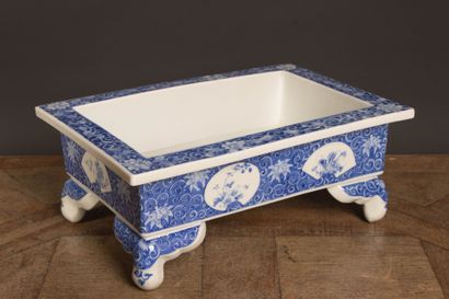 Quadrangular porcelain bonsai planter with...