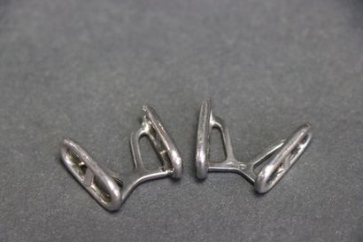 HERMÈS
Pair of silver cufflinks with a marine-mesh...