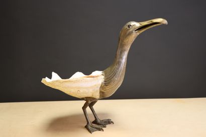 Seagull and duckling made of seashell and...