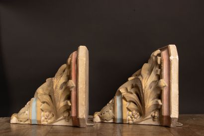 Pair of wall sconces made of patinated plaster
Late...