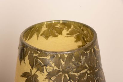 LEGRAS
Pair of shaded glass obus vases with...