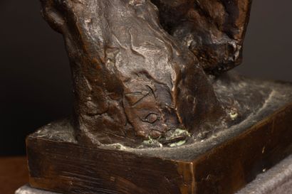 Figurine. 
Patinated bronze sculpture on...