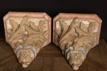 Pair of wall sconces made of patinated plaster
Late...