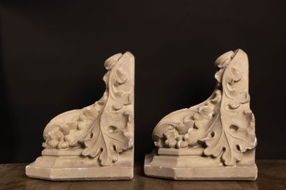 Pair of plaster wall sconces decorated with...