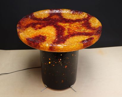 ACCOLAY. 
Illuminated resin coffee table....