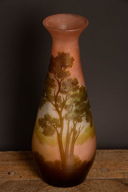GALLÉ.
Multi-layered glass vase, acid-etched,...