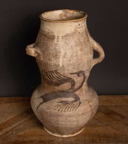 Stoneware vase with three asymmetrical side...