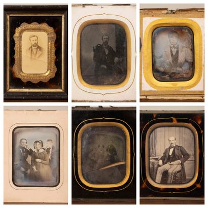 Set of portraits from the Napoleon III era,...