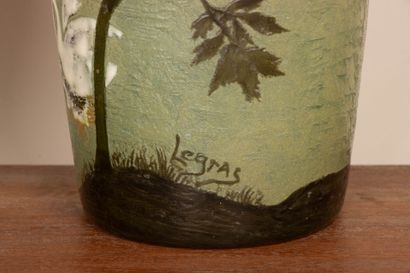 LEGRAS
Pair of shaded glass obus vases with...