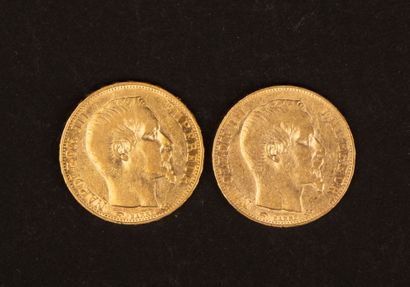 Two 20-franc gold Napoleon III coins
12.84...
