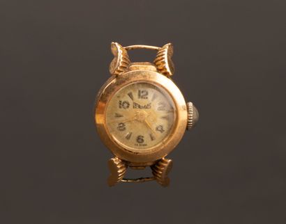 Women's gold watch case.
750°/00 gold. 
1950s.
Diameter:...