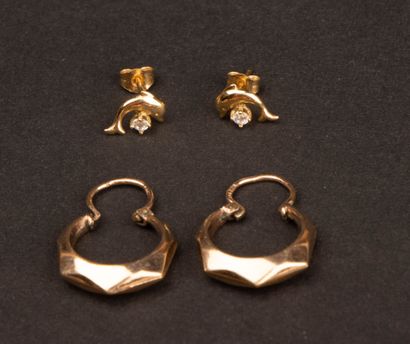 Pair of gold earrings and pair of stud earrings...