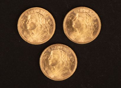 Three 20 Swiss franc coins
19.36 grams

(Lot...