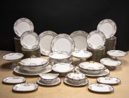 Limoges porcelain dinner service with a floral...