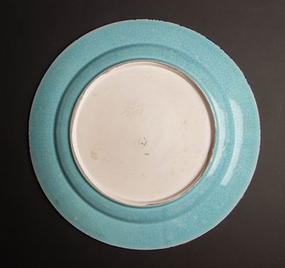 LONGWY - 
Pair of earthenware plates decorated...