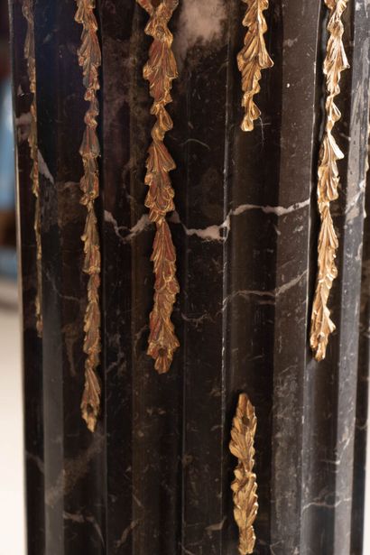 Pair of large marble, gilded bronze, and...
