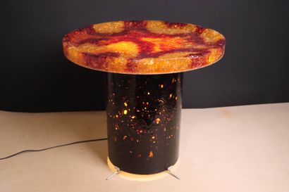 ACCOLAY. 
Illuminated resin coffee table....