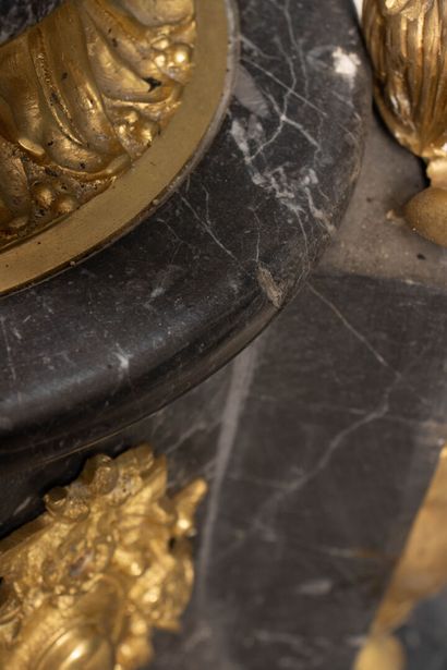 Pair of large marble, gilded bronze, and...