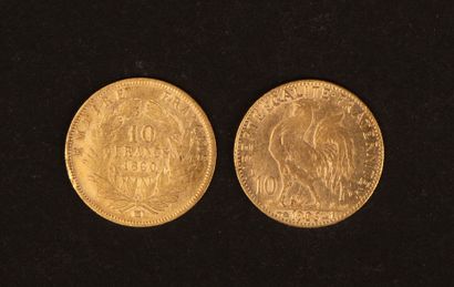 Two 10-franc gold coins from 1860 and 1906
Weight:...