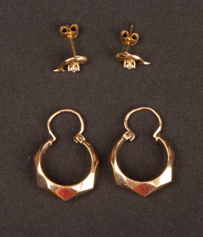 Pair of gold earrings and pair of stud earrings...