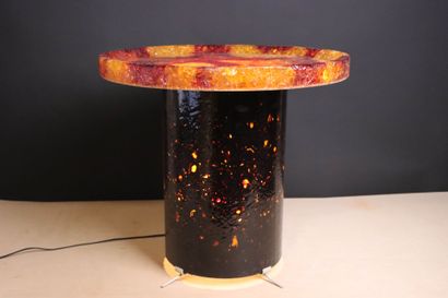 ACCOLAY. 
Illuminated resin coffee table....